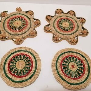 "Vintage" Handmade Woven Trivet Set